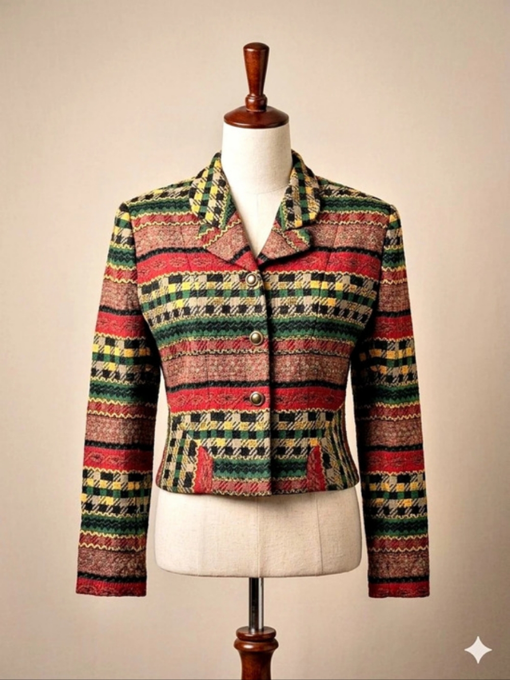 Fille du Sud Multicolor Cropped Blazer Size 40 Like New